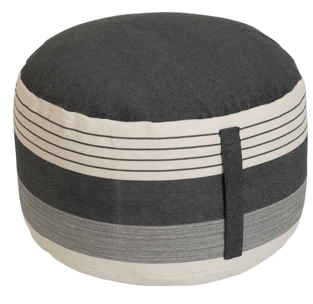 Zyora Striped Pouf White/Charcoal